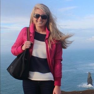 Magenta Pink Faux Leather Moto Bomber Jacket Large